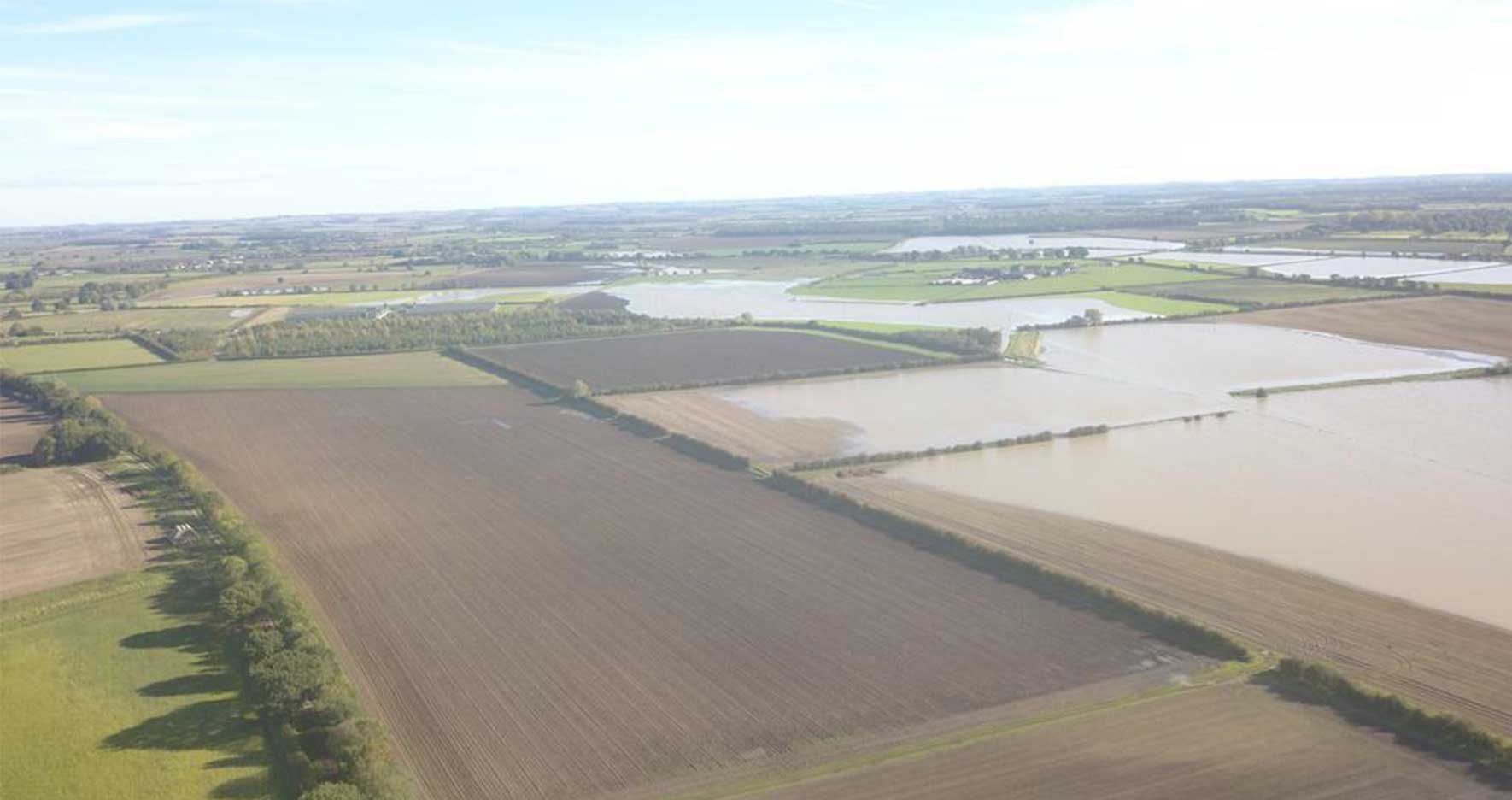 Flooded farm in Lincolnshire